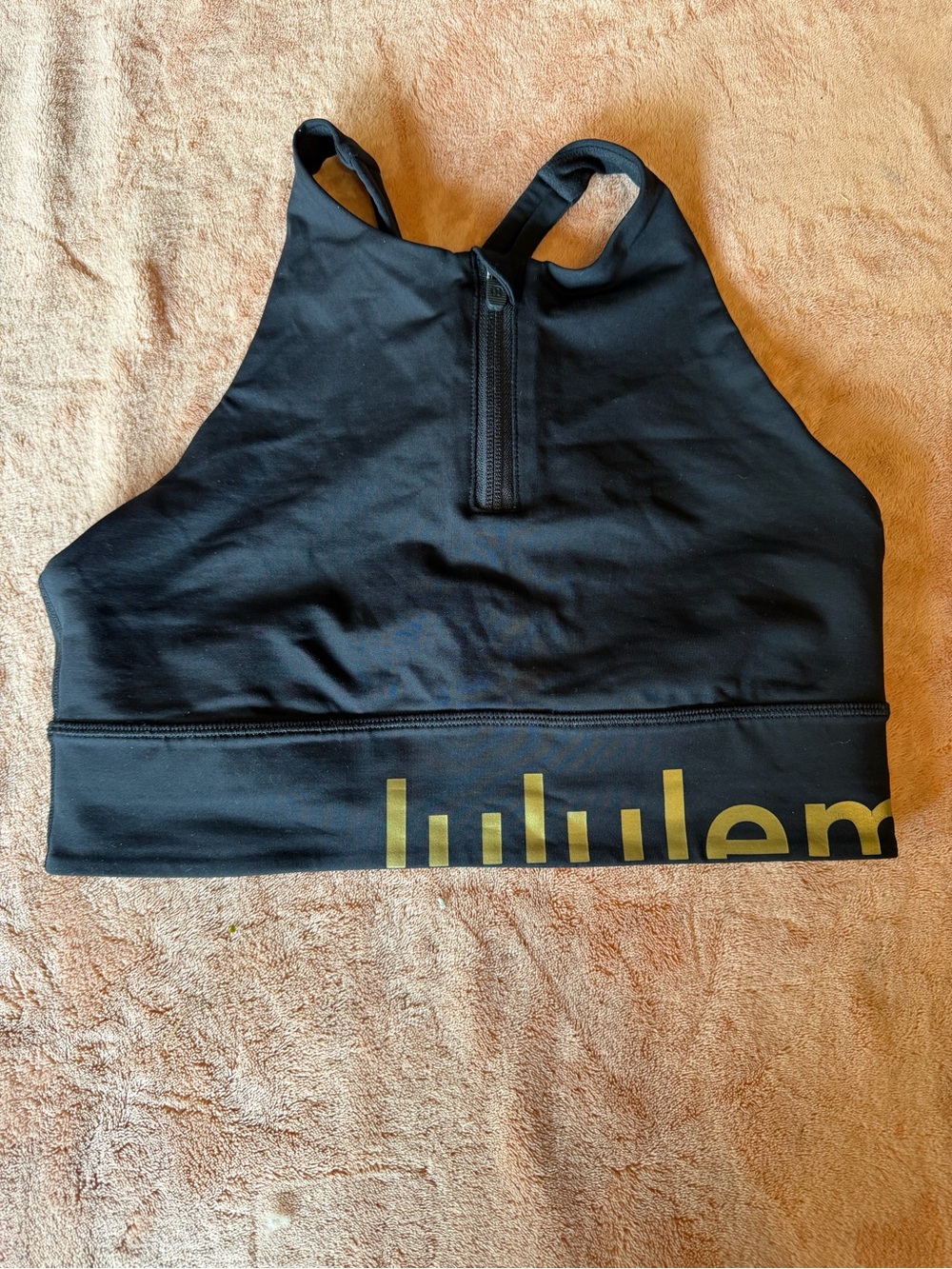 lululemon athletica Black Swim Top with Gold Logo